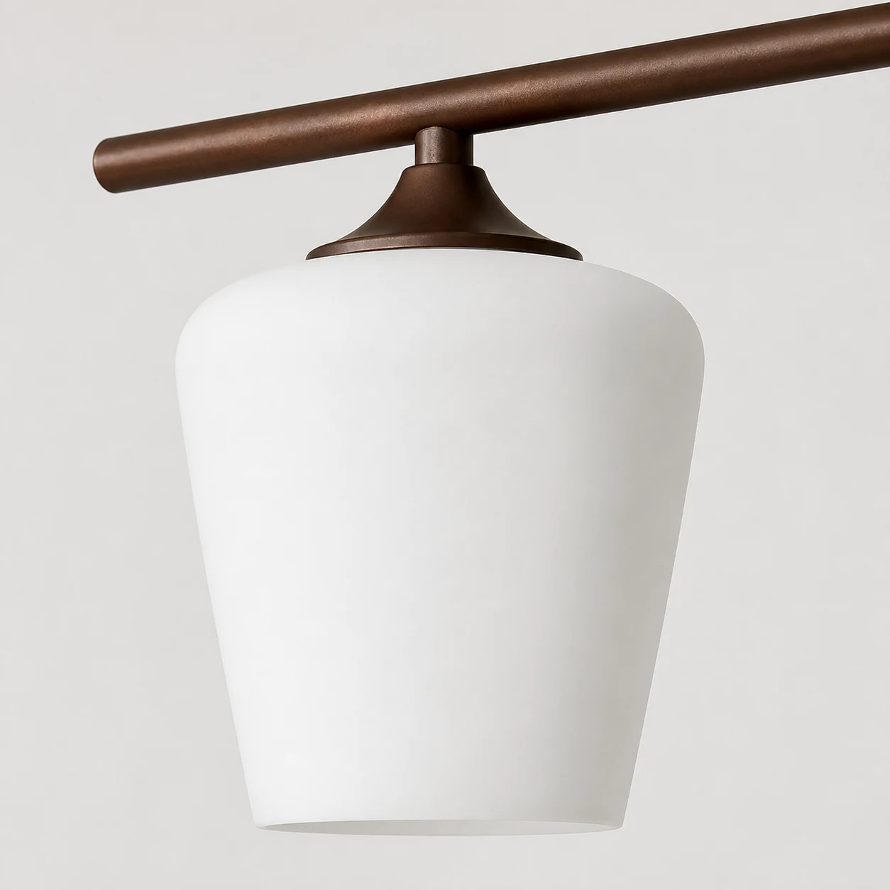 White opal glass shade and Coffee Brown holder detail