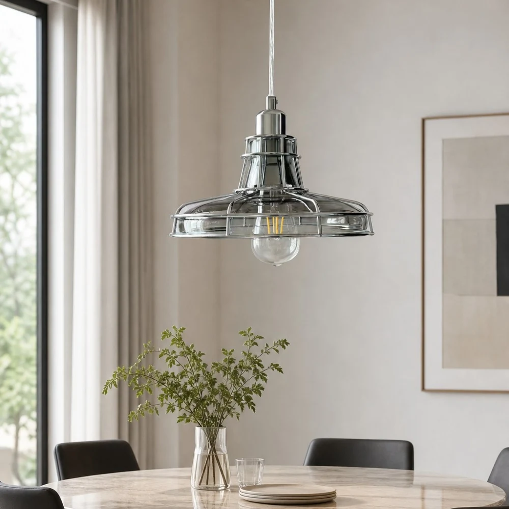 Pendant lamp above dining table