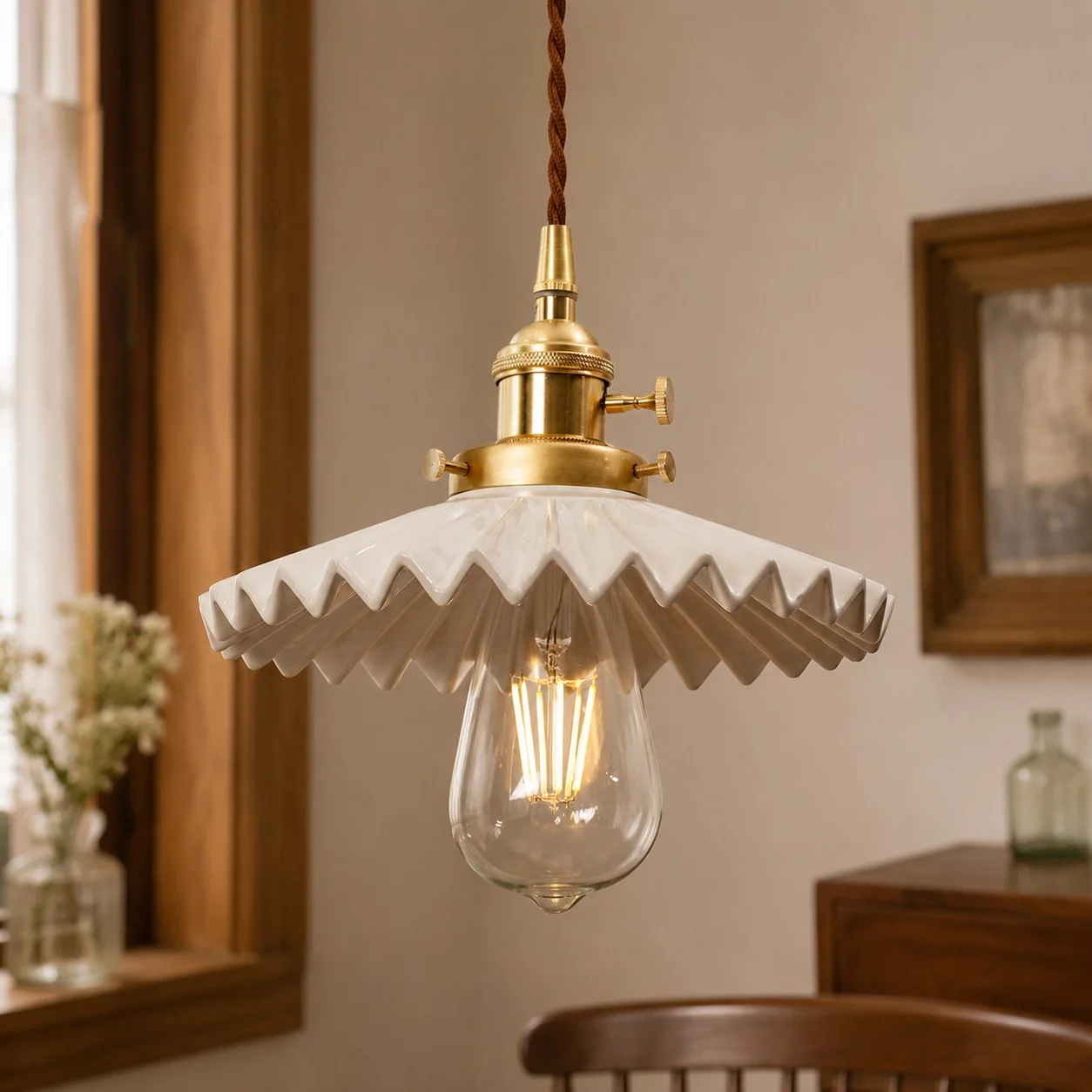 pleated ceramic pendant light 08