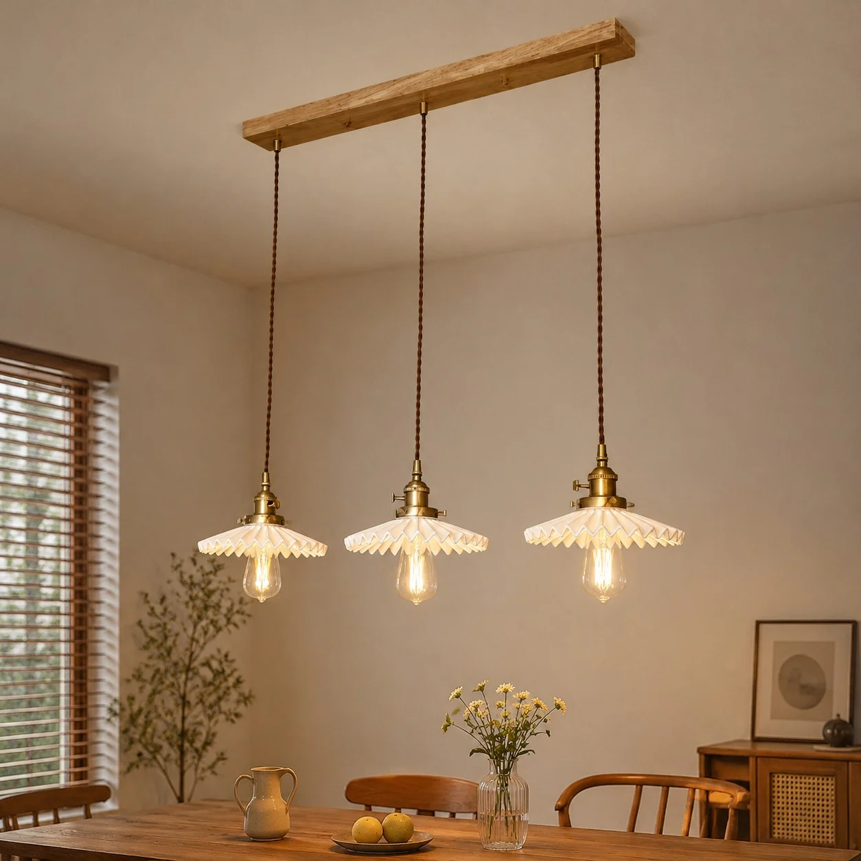 pleated ceramic pendant light 17