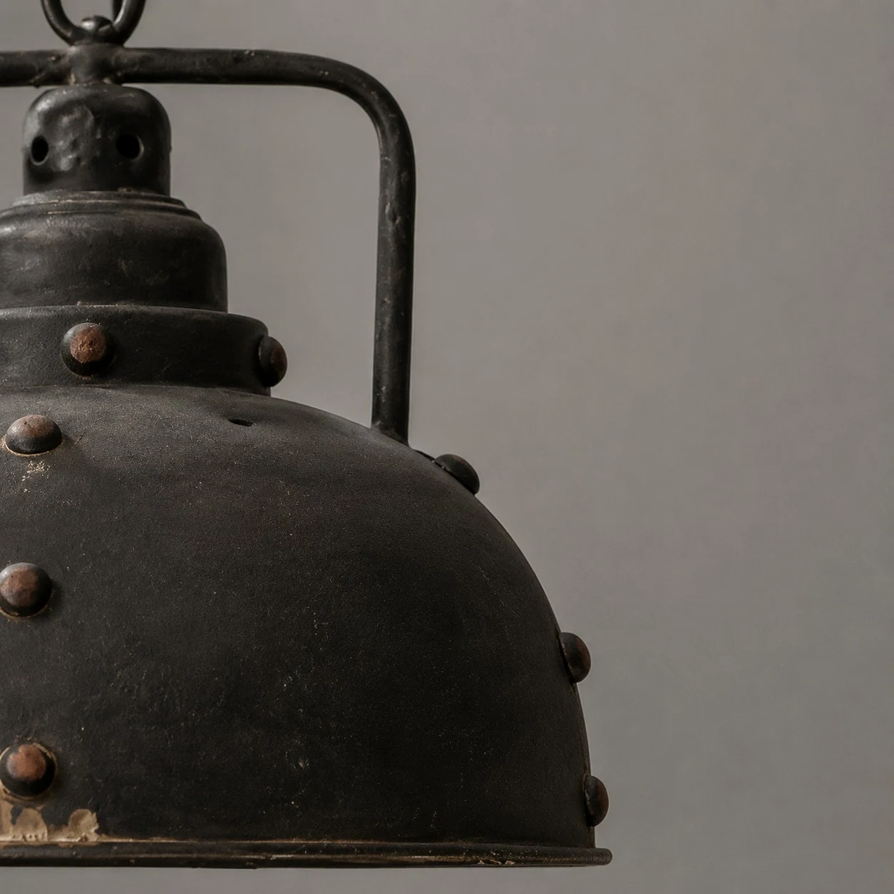 Close view of aged dome shade edge