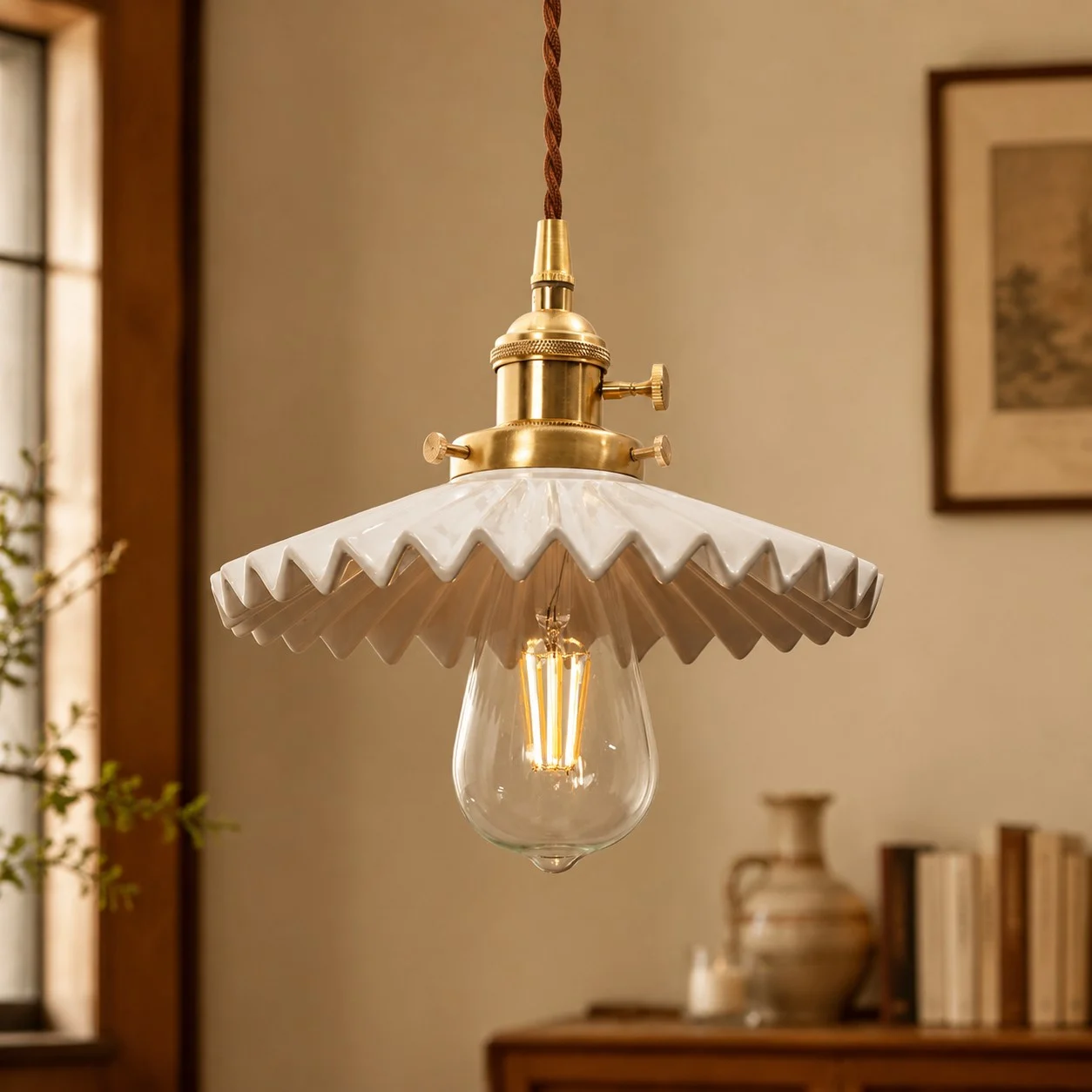 pleated ceramic pendant light 09
