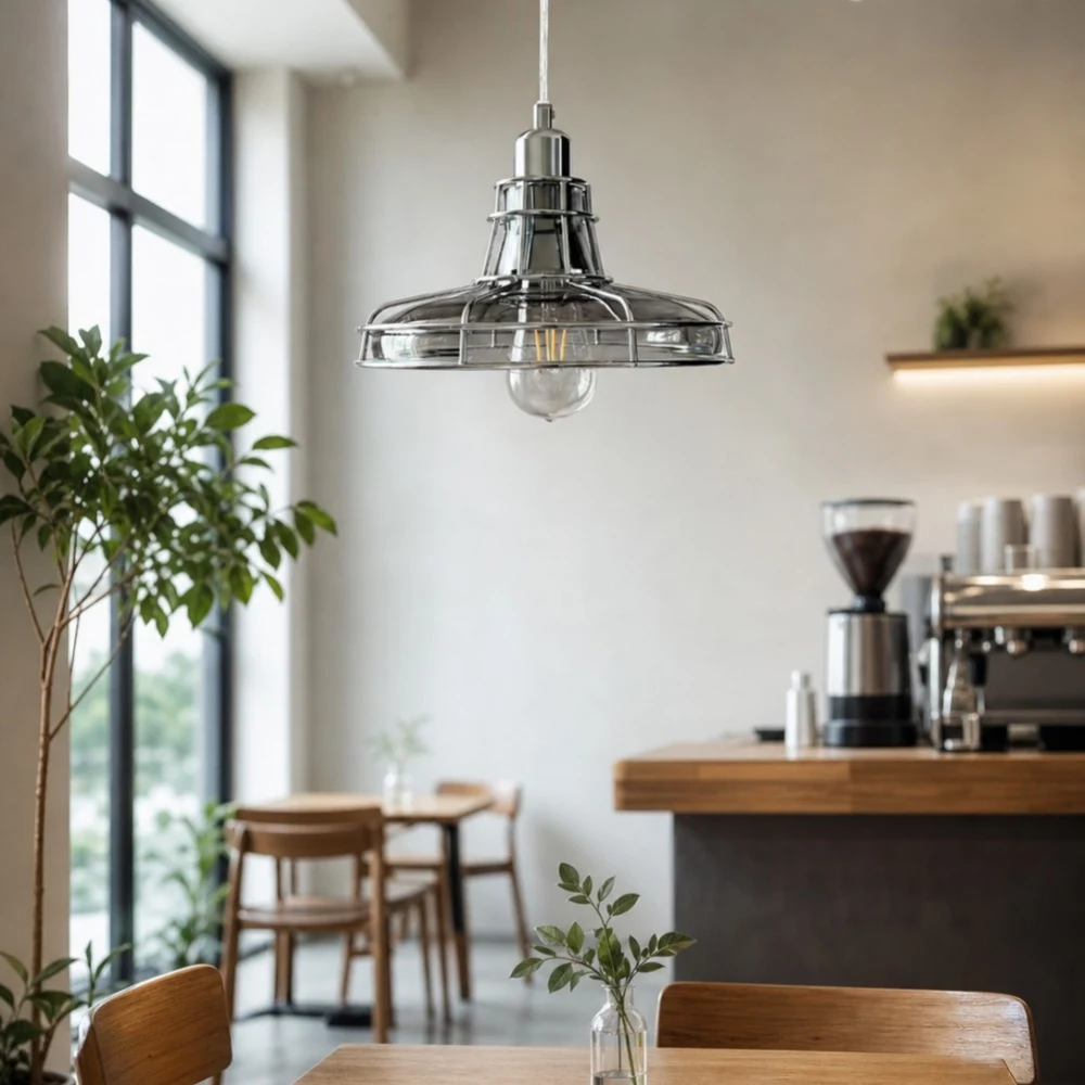 Pendant lamp installed in bright interior