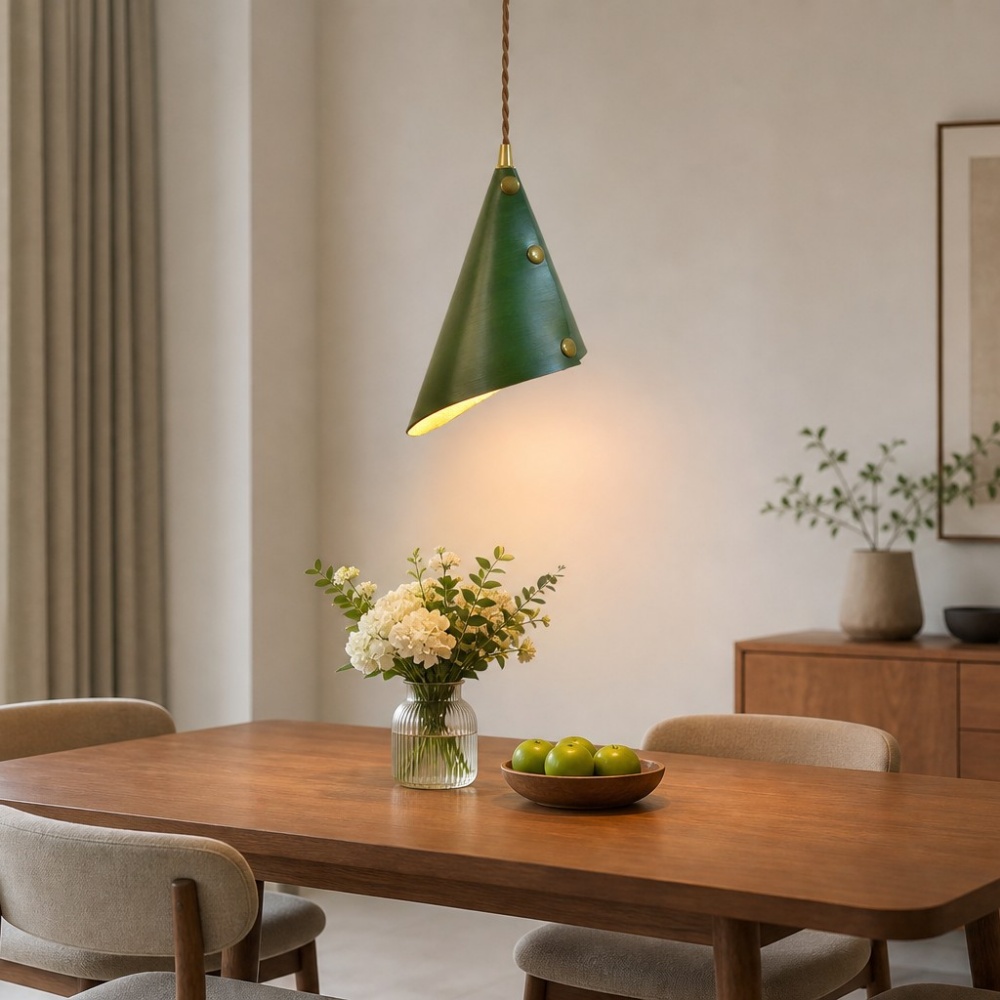 leather pendant lamp detail