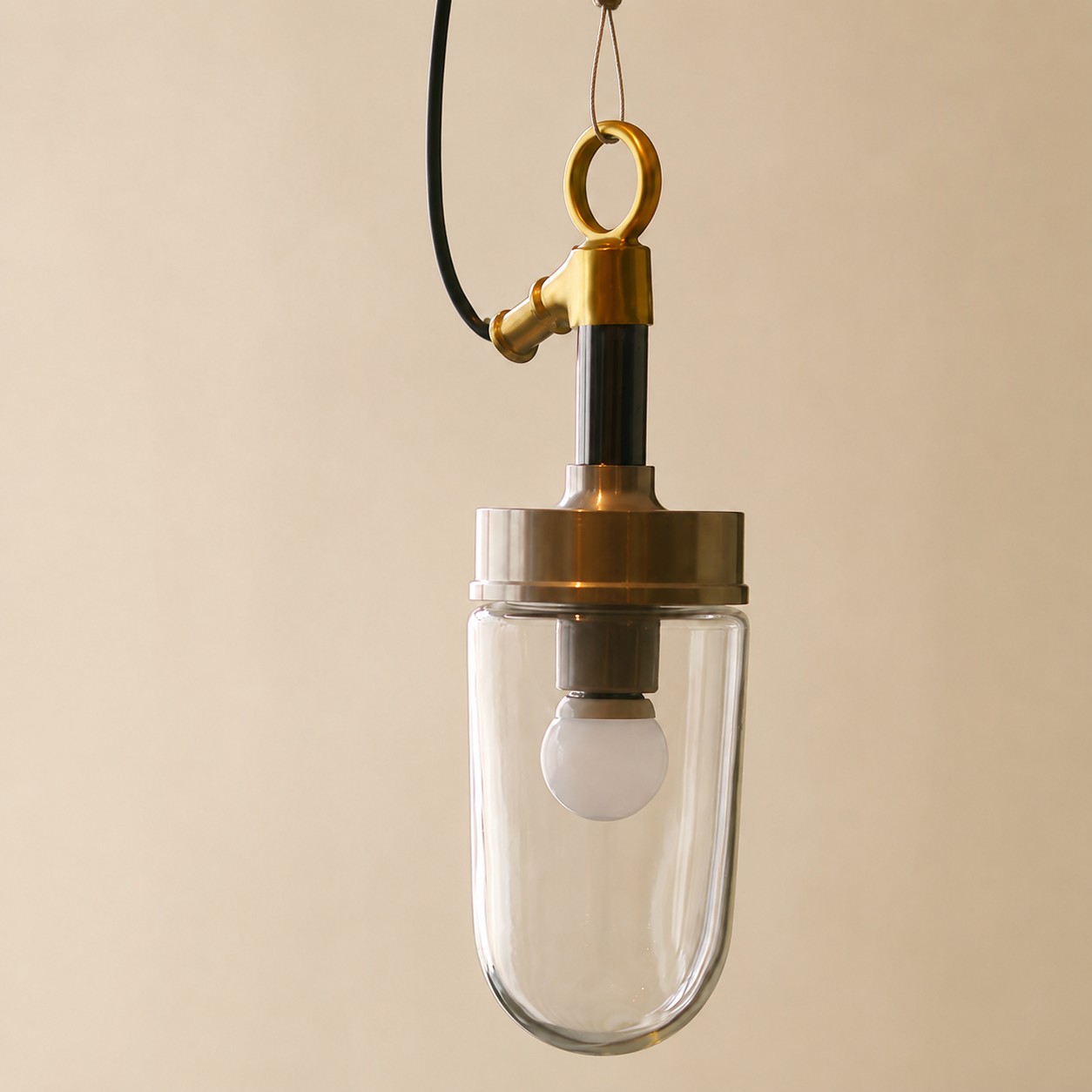 Vintage industrial clear glass pendant light interior and detail image