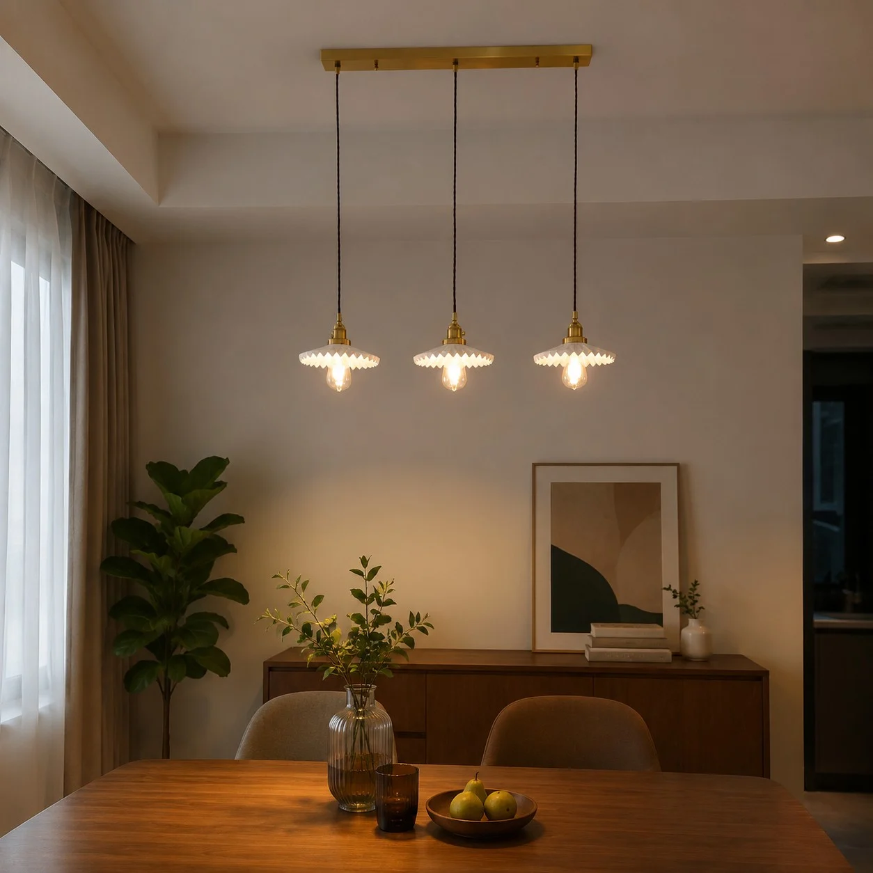 pleated ceramic pendant light 14
