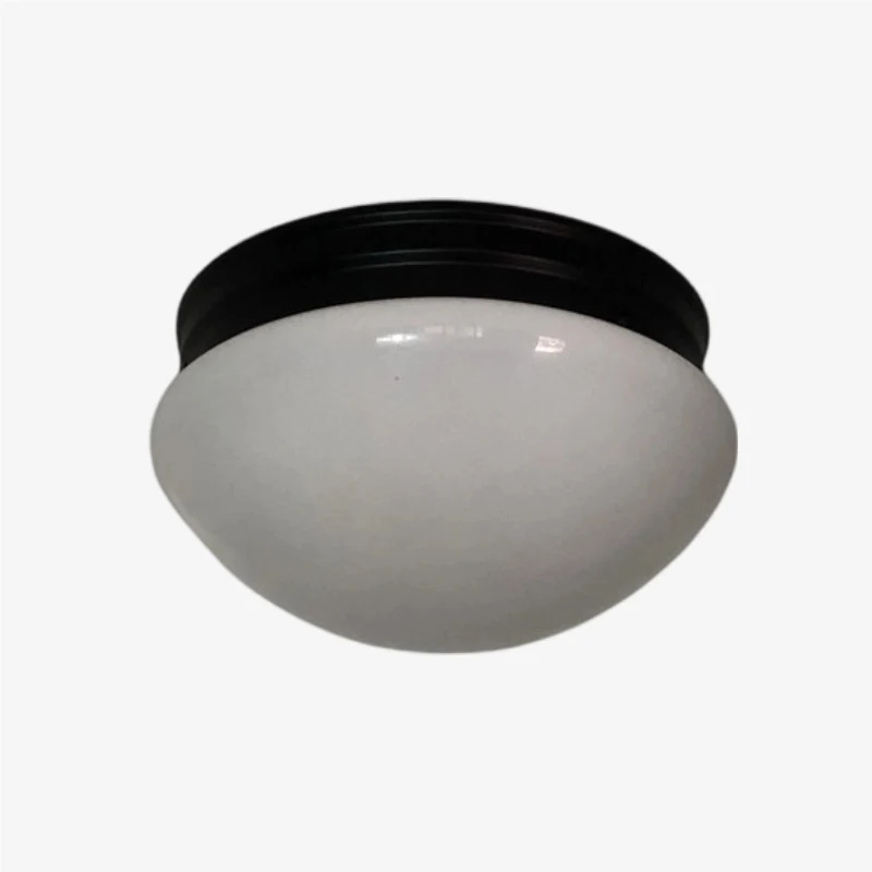 Opal white glass shade with black ceiling canopy