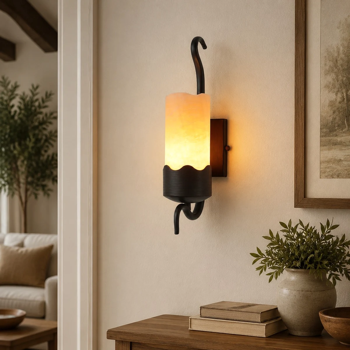 Rustic wall sconce lifestyle image
