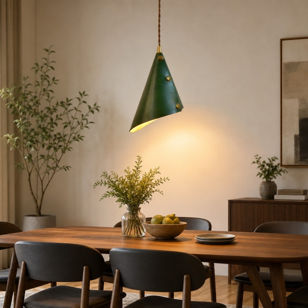 leather pendant lamp detail