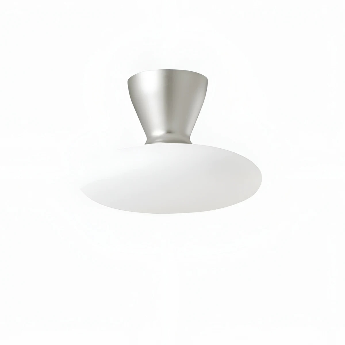 White glass and Silver finish, 28 cm / 11 in size