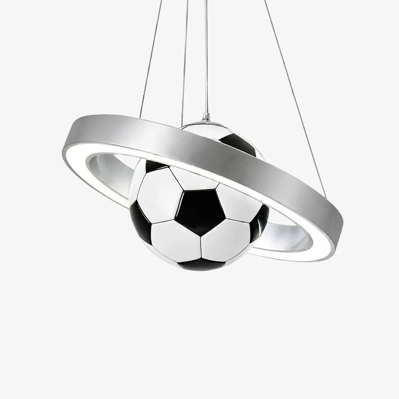 Silver soccer pendant chandelier finish