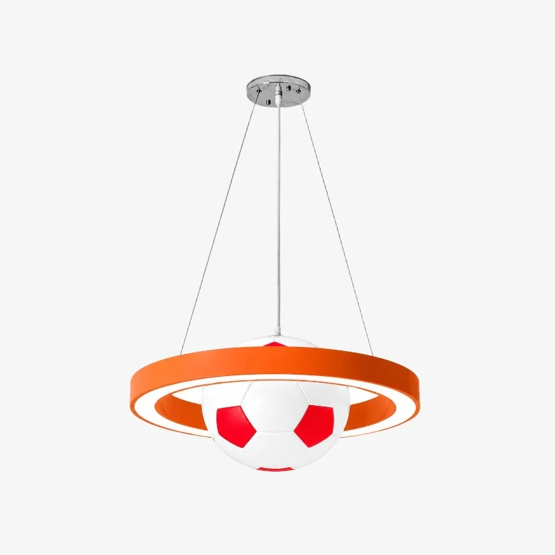 Orange soccer pendant chandelier finish