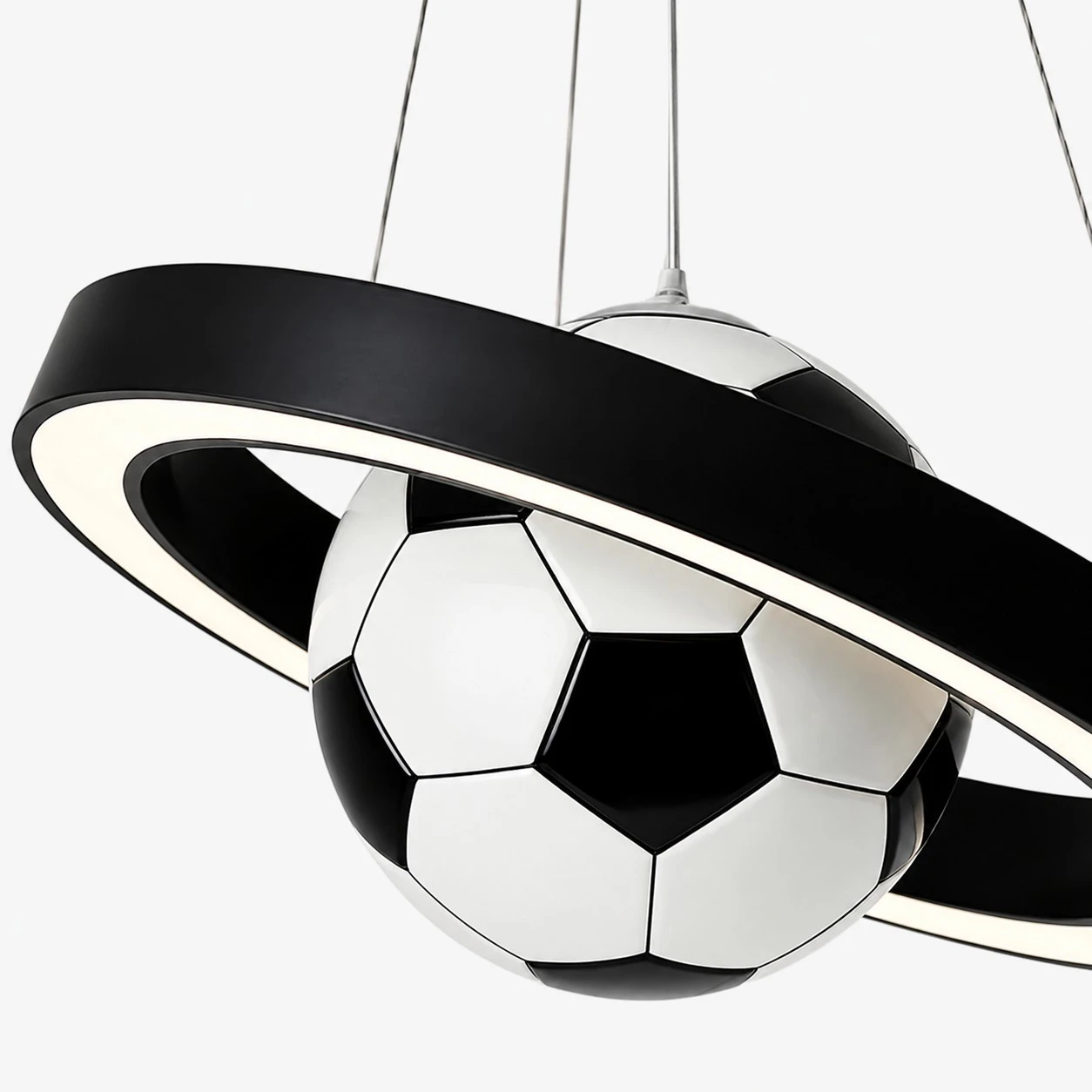 Black ring soccer ball shade detail