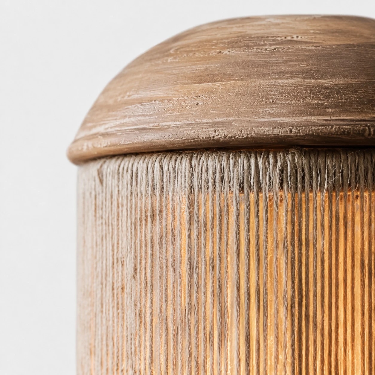 Close-up of vertical corded weave and top cap
