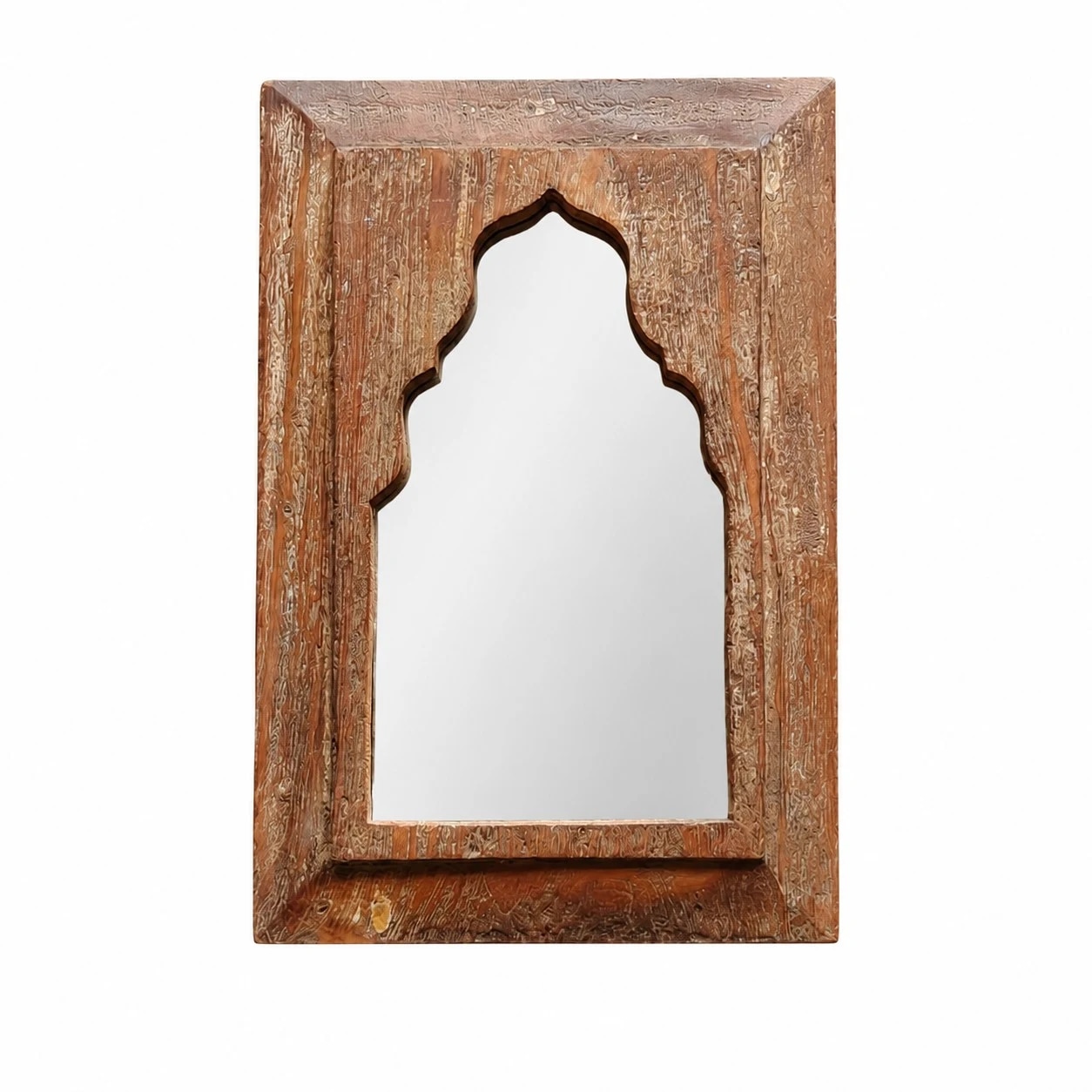 Rustic Carved Wood Arch Wall Mirror image 16