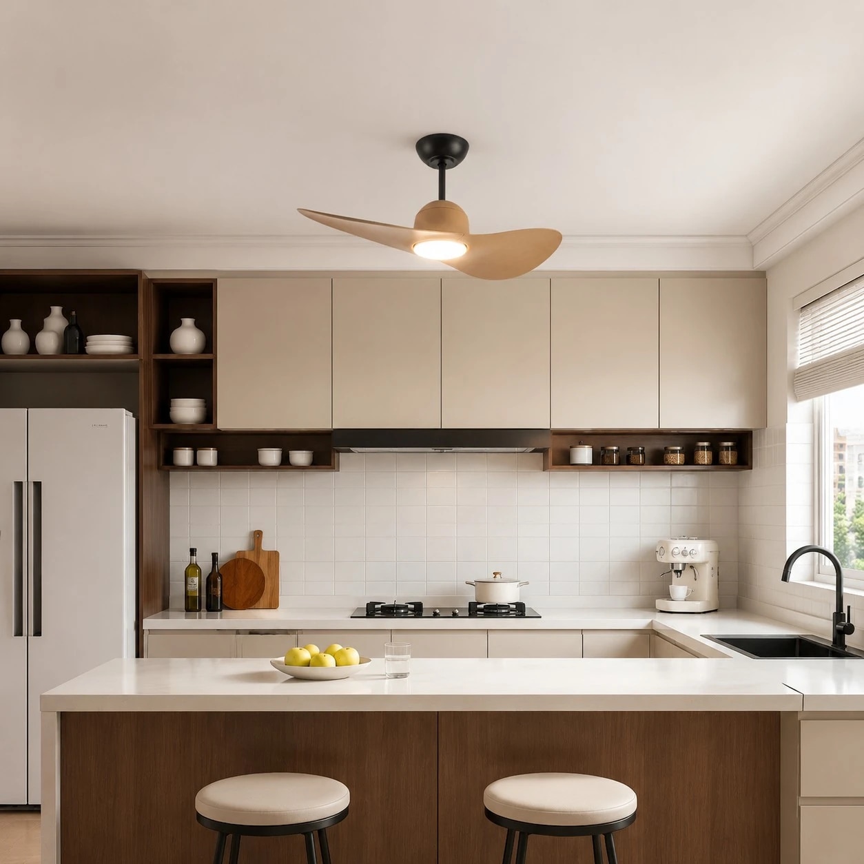 Designer Hat Two-Blade Ceiling Fan Light scene image