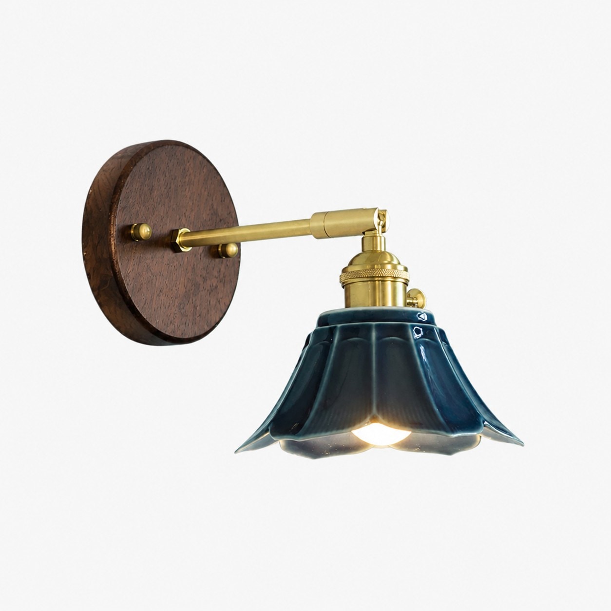 Blue Walnut Wood Style B ceramic wall lamp