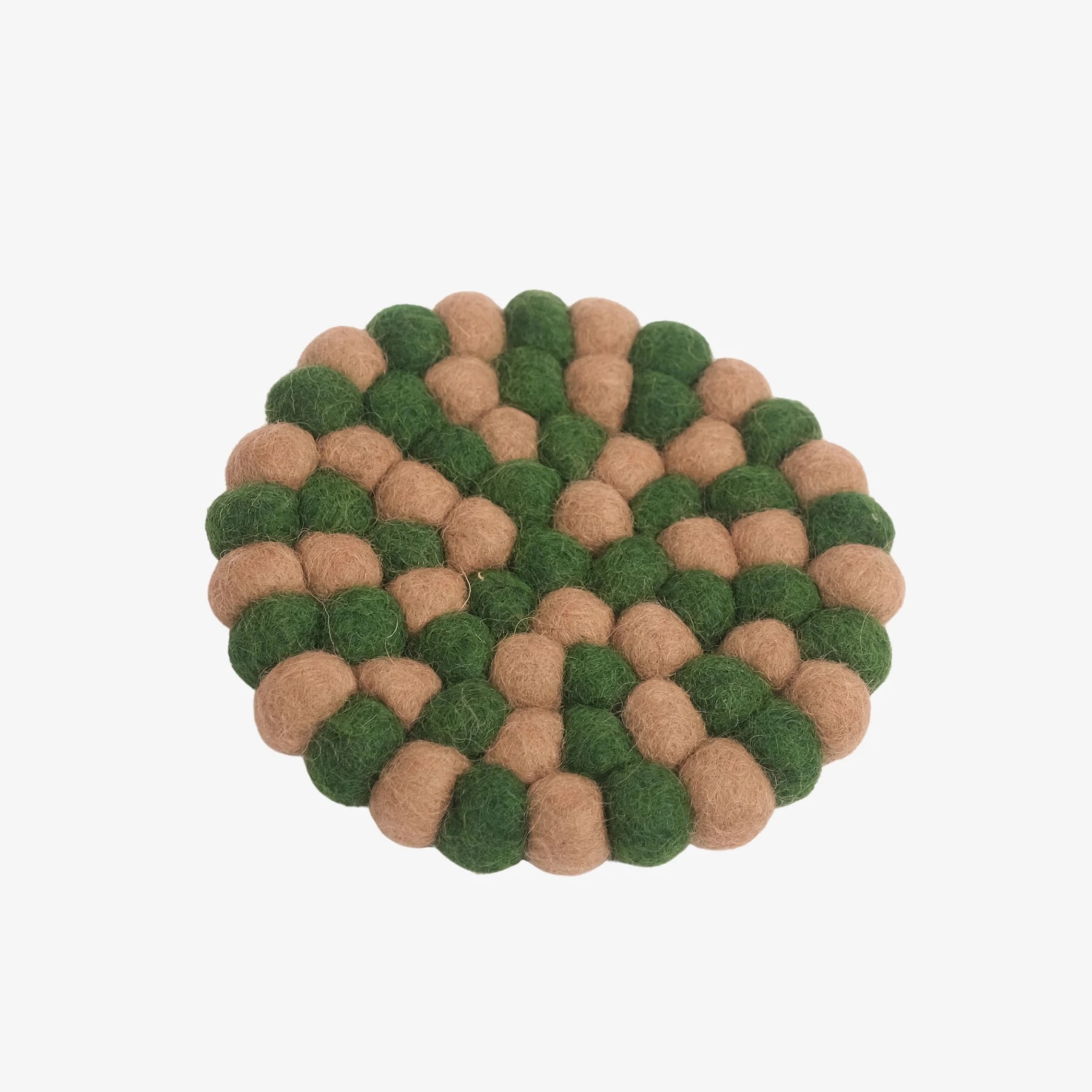 Forest taupe handmade felt ball coaster