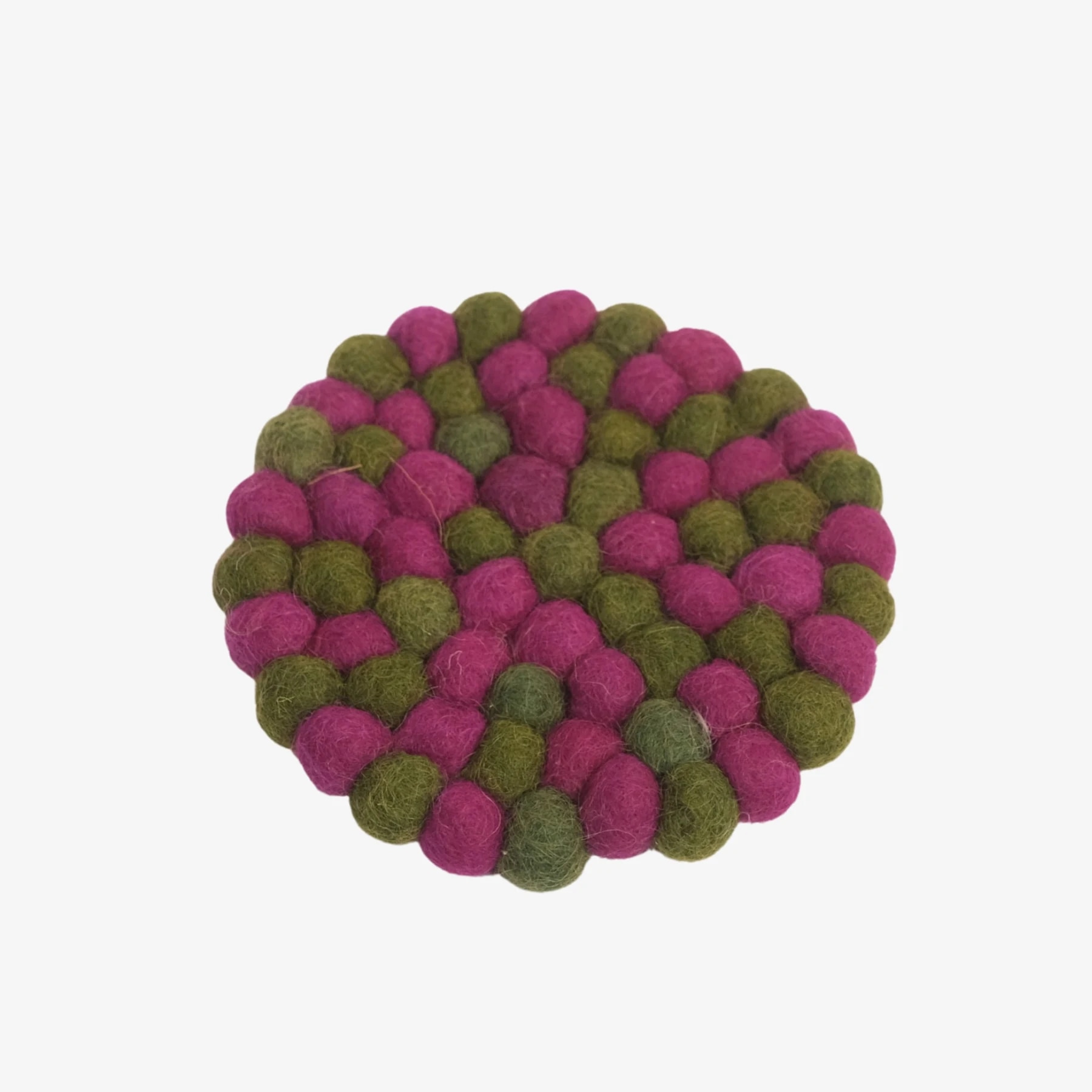 Berry olive handmade felt ball coaster