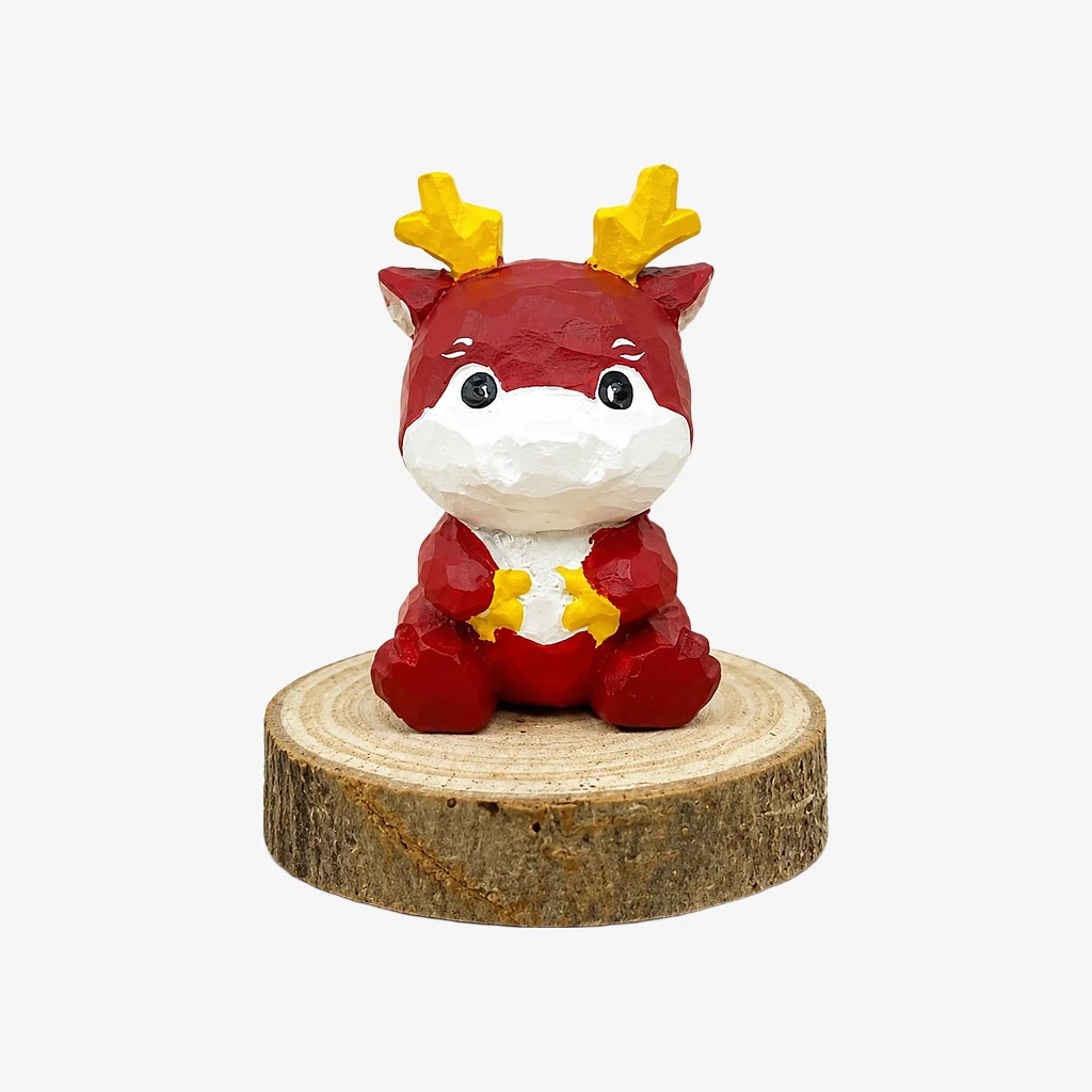 Hand-Carved Wooden Chinese Zodiac Animal Figurines