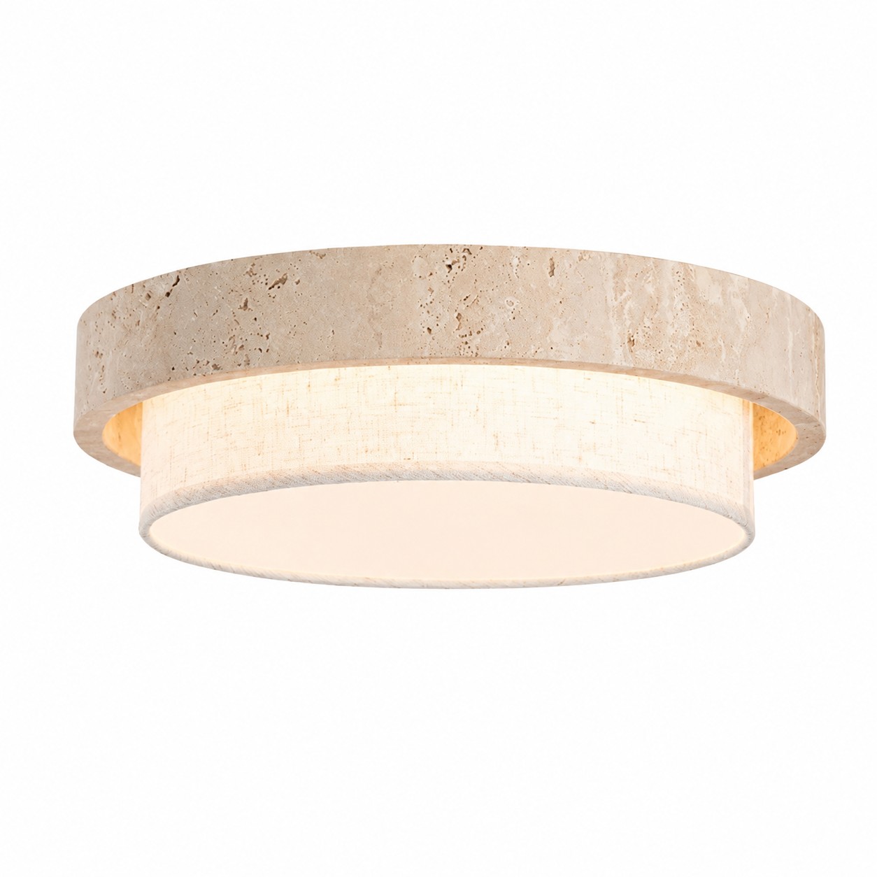 Travertine Fabric Flush Mount Ceiling Light