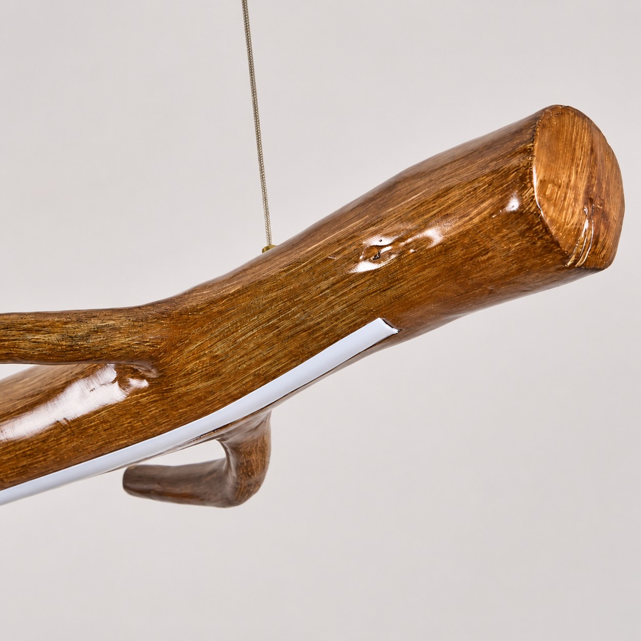 Wood Color Resin Linear Branch Pendant Light