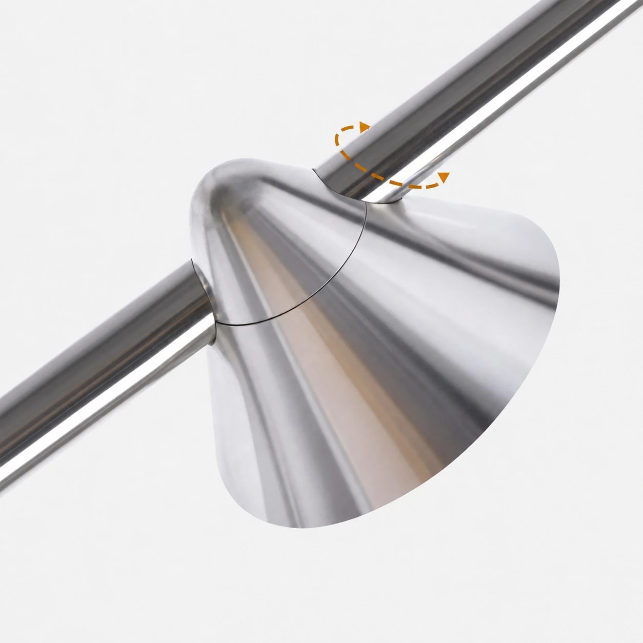 Silver adjustable lamp head detail on the floor lamp