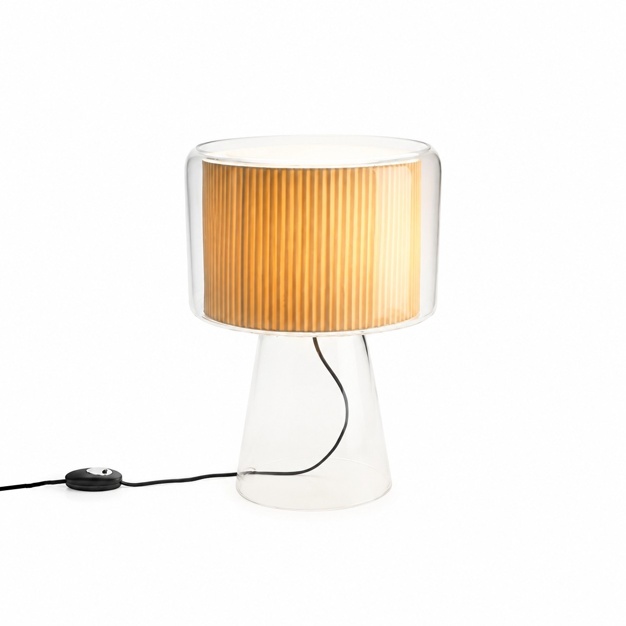 Natural Glass Table Lamp With Fabric Shade