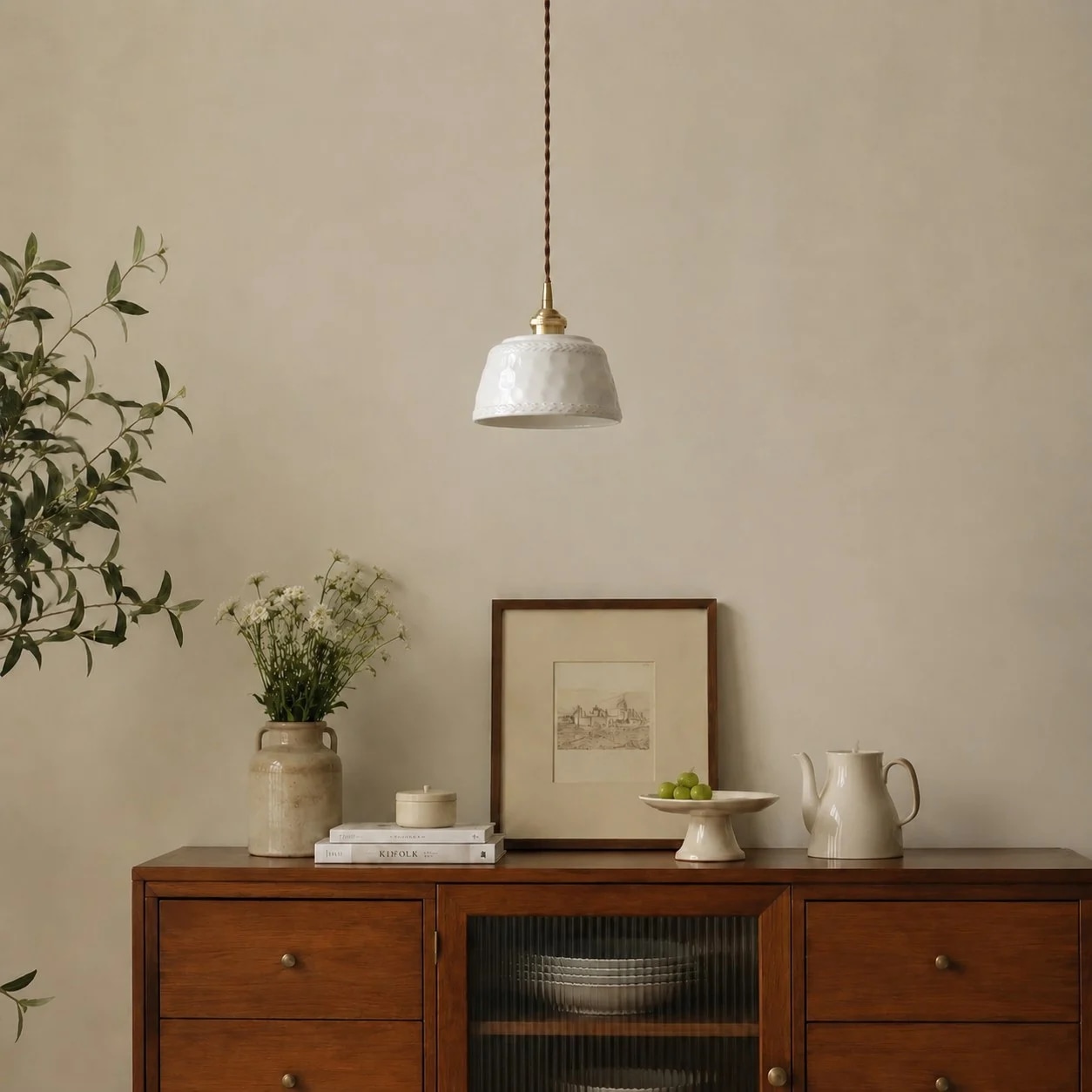 White ceramic pendant light