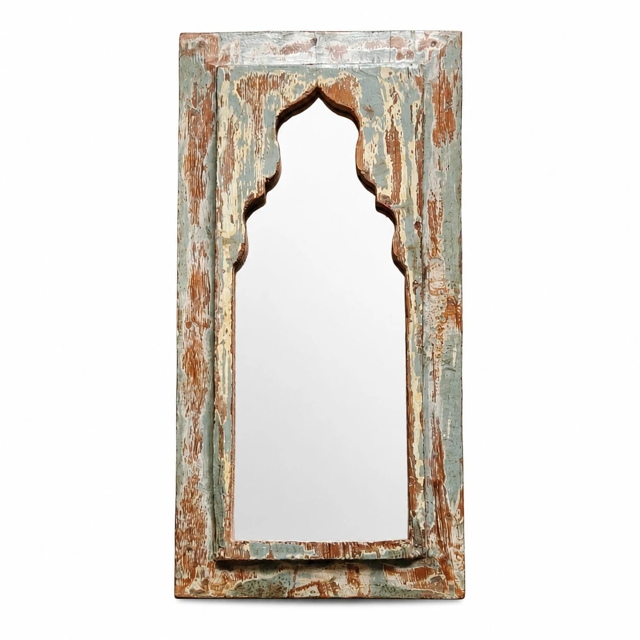 Rustic Carved Wood Arch Wall Mirror image 15