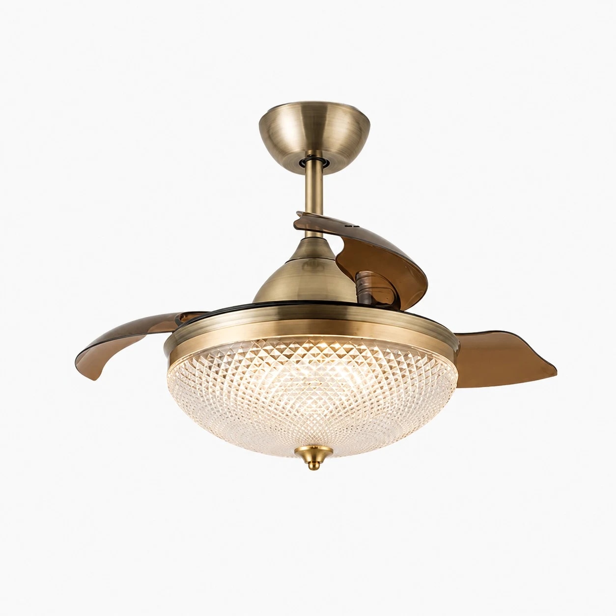 Antique brass retractable ceiling fan light style D