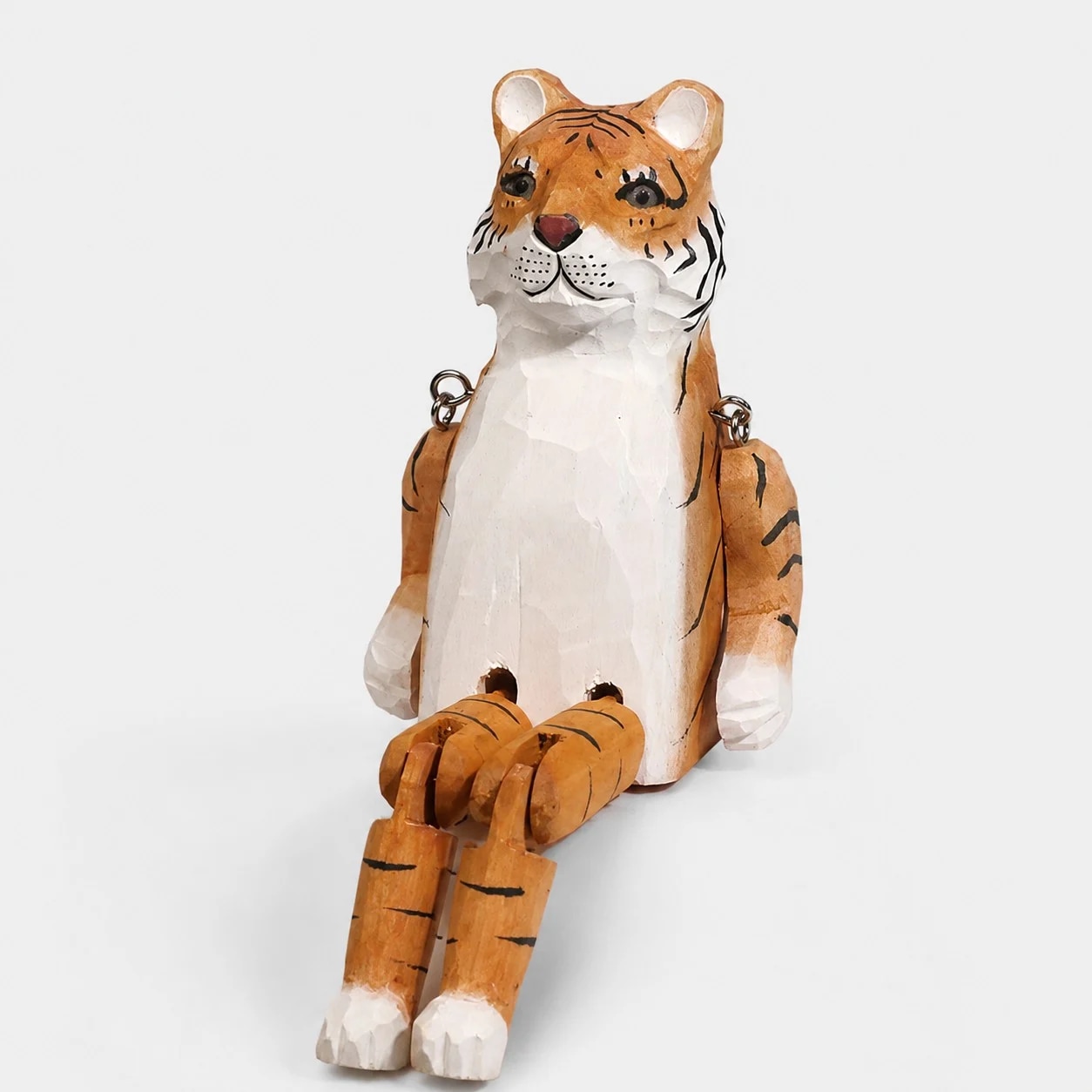 Hand-carved wooden tiger ornament