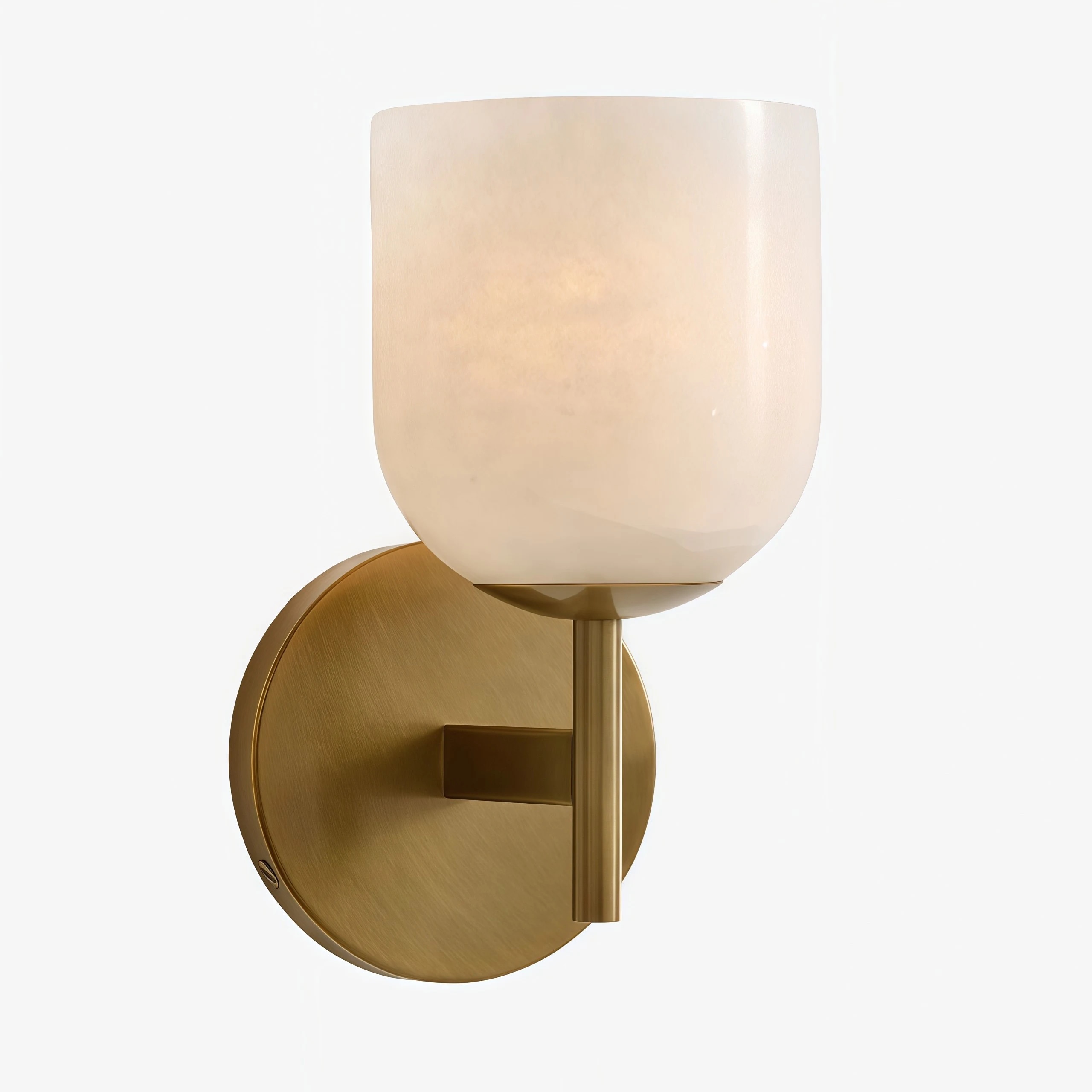 White marble wall sconce with brass finish