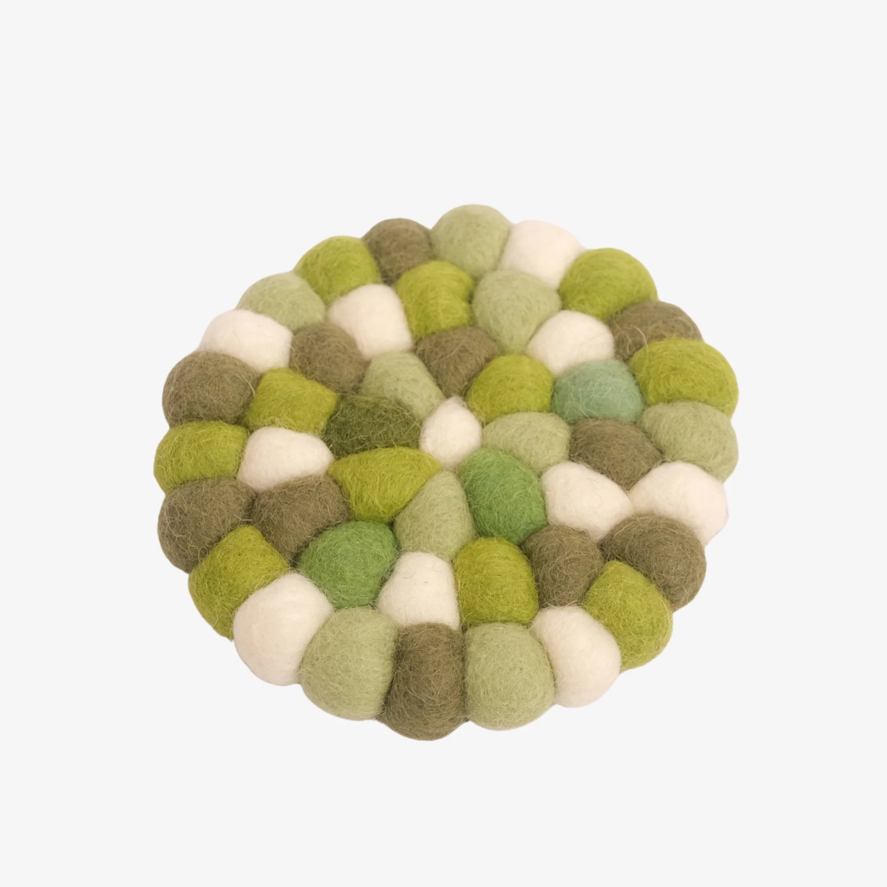 Moss ivory handmade felt ball coaster
