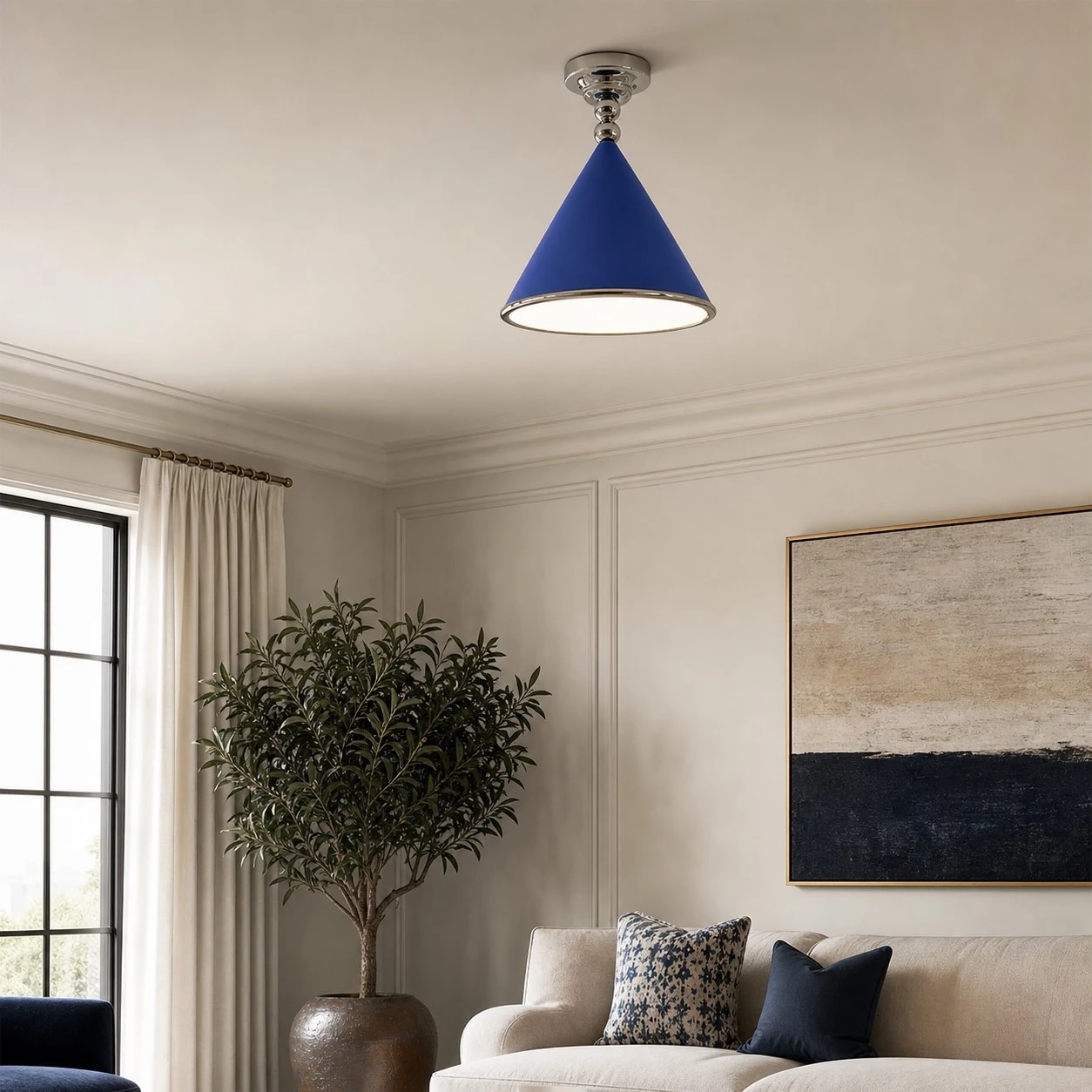 Room scene, blue shade