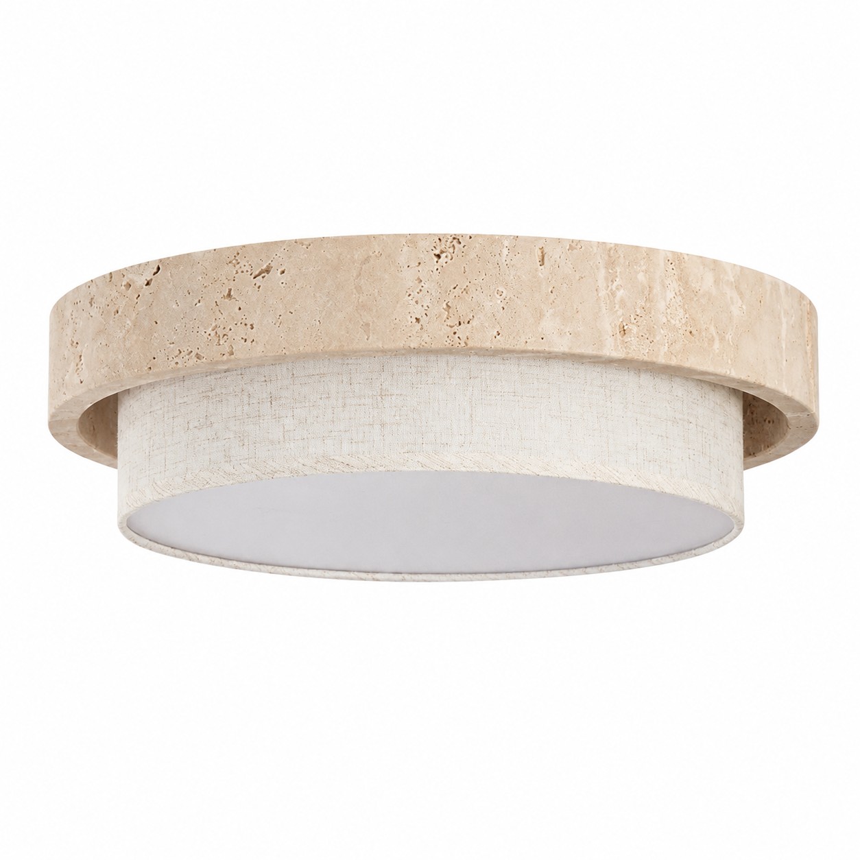 Travertine Fabric Flush Mount Ceiling Light