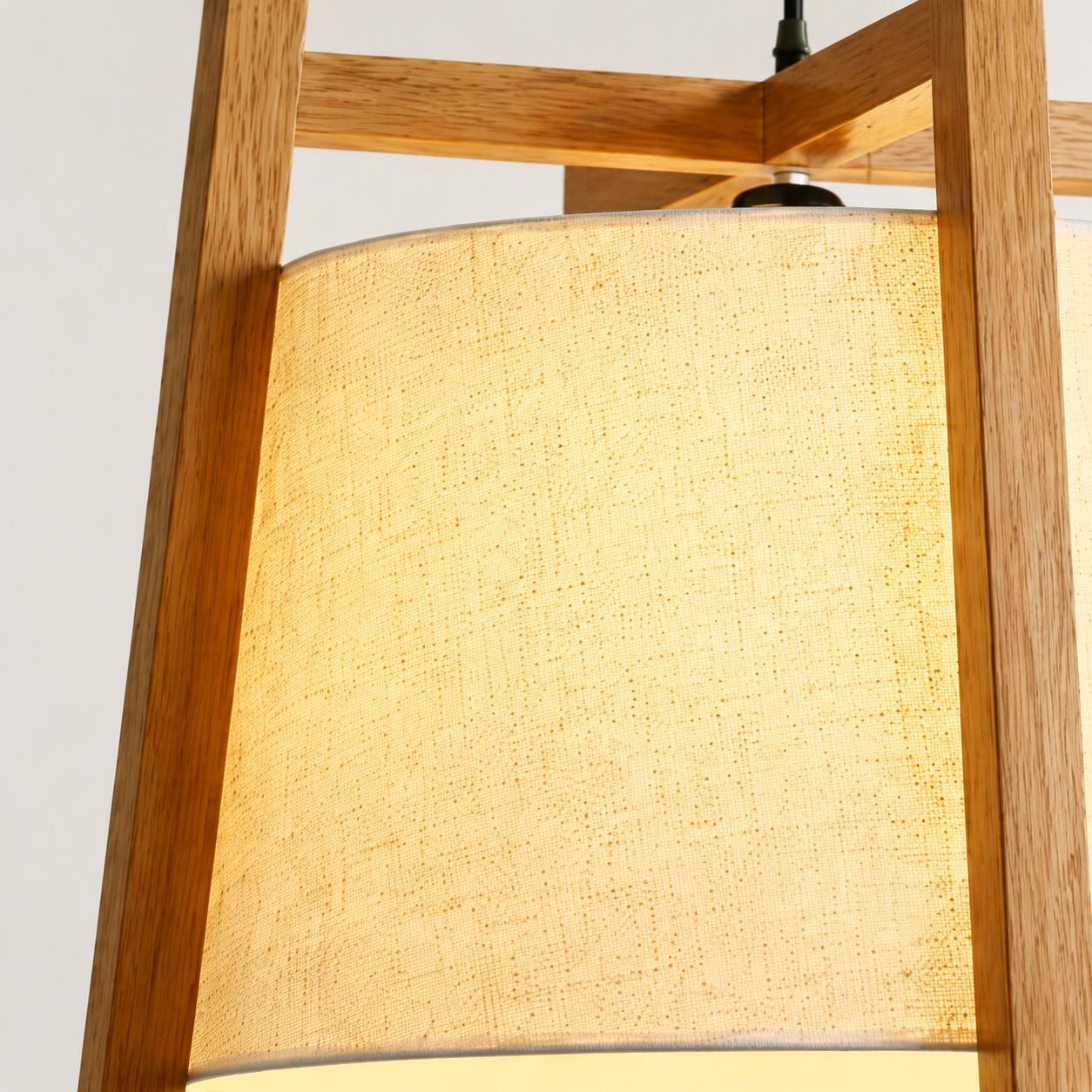 Close-up of glowing woven fabric shade texture