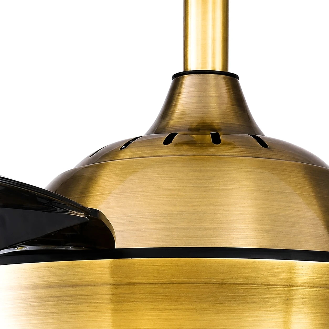 Brushed antique brass motor housing detail
