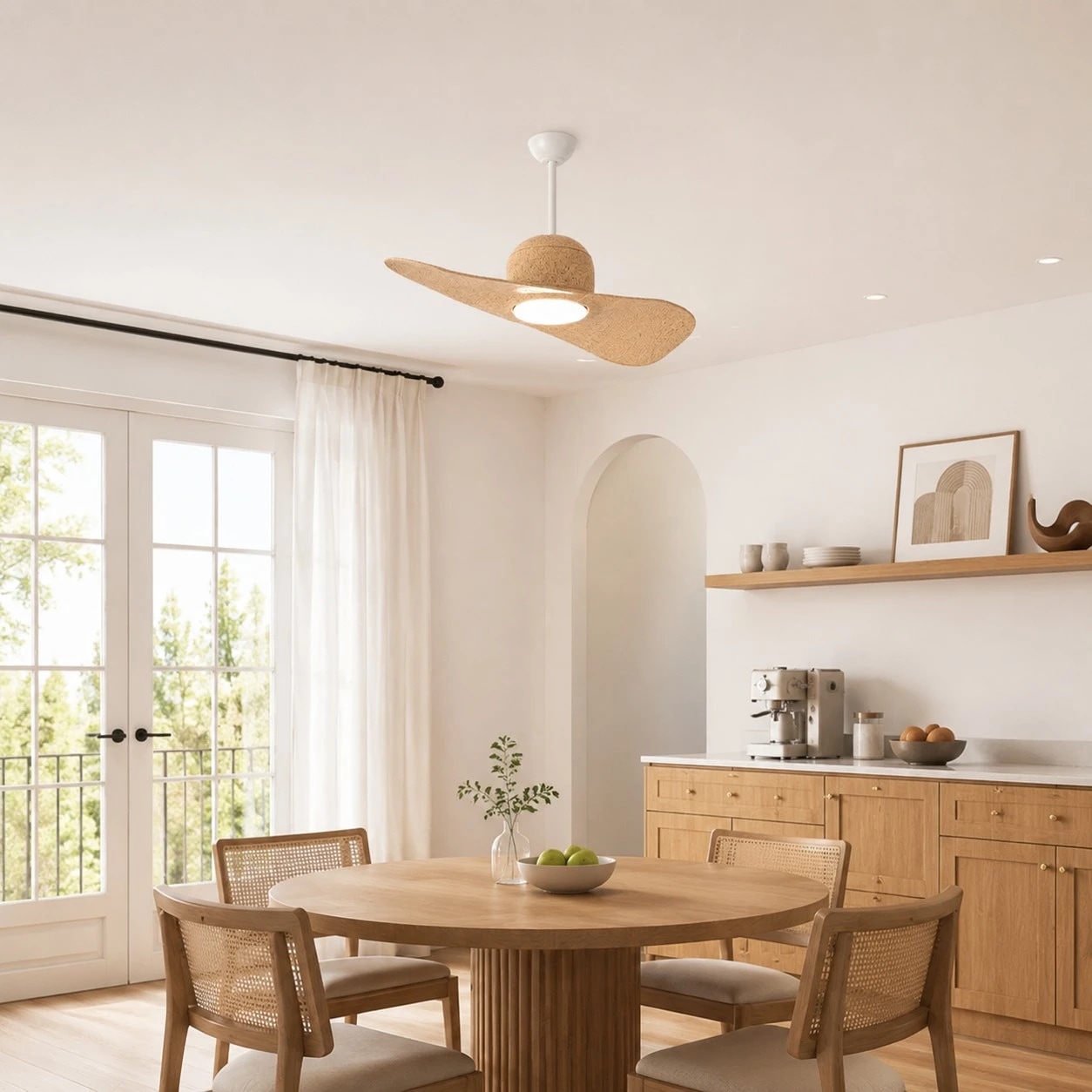 Designer Hat Two-Blade Ceiling Fan Light scene image