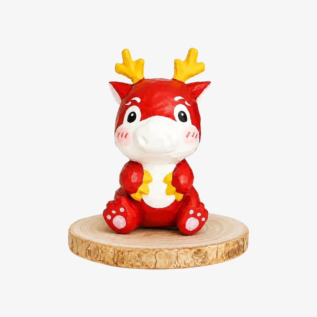 Hand-Carved Wooden Chinese Zodiac Animal Figurines