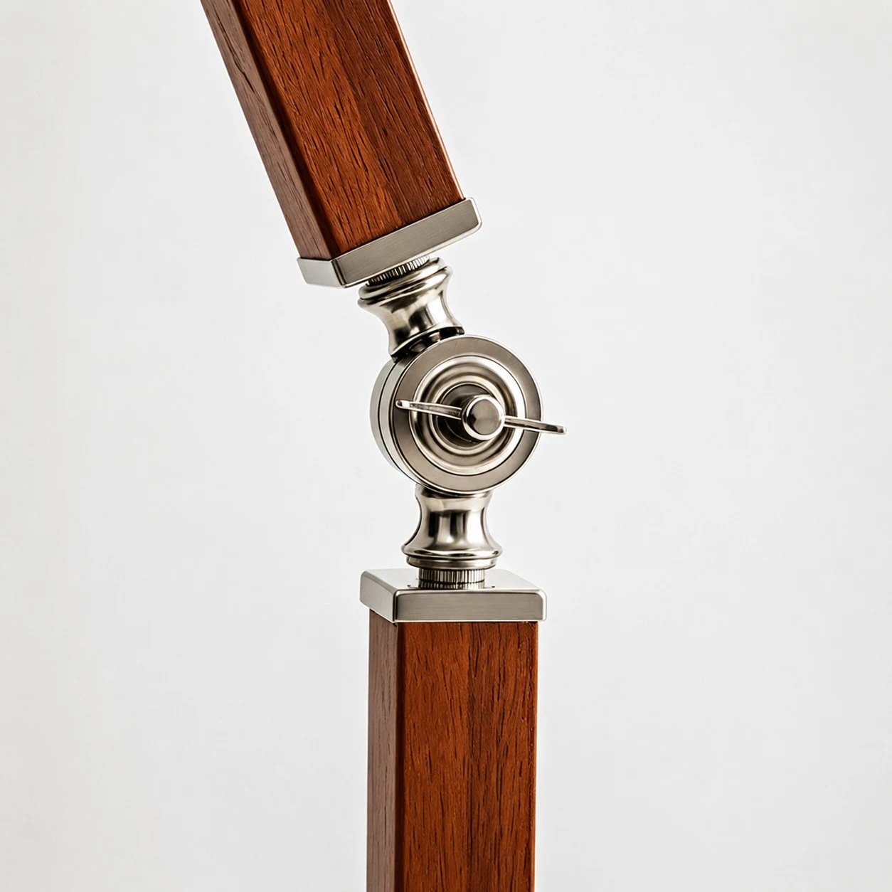 Solid wood arm and polished adjustable joint detail