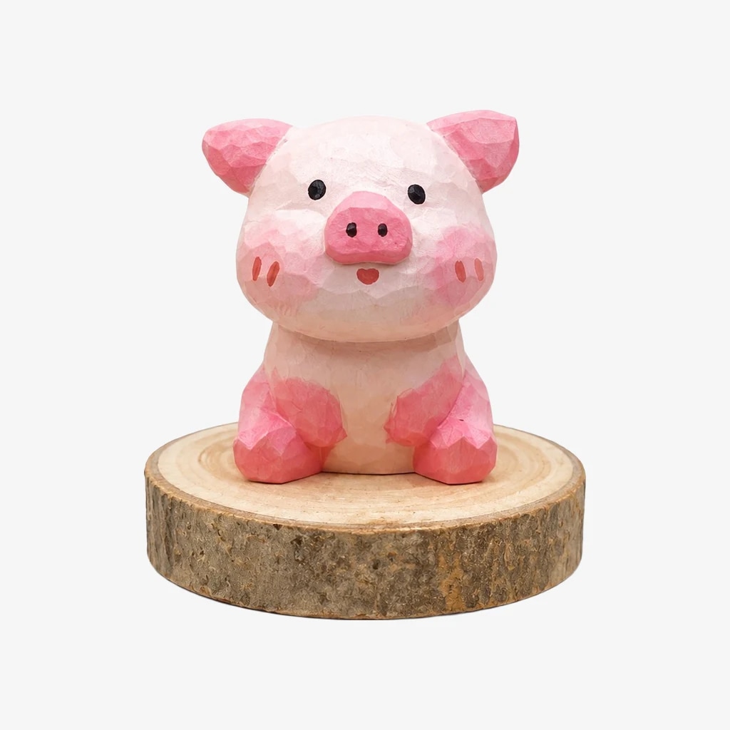 Hand-Carved Wooden Chinese Zodiac Animal Figurines