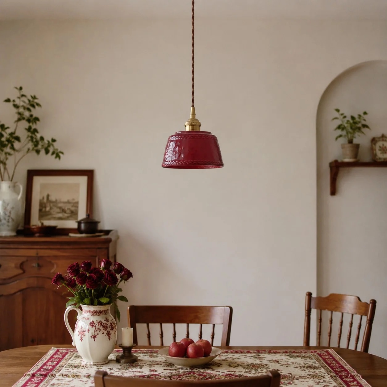 Red ceramic pendant light