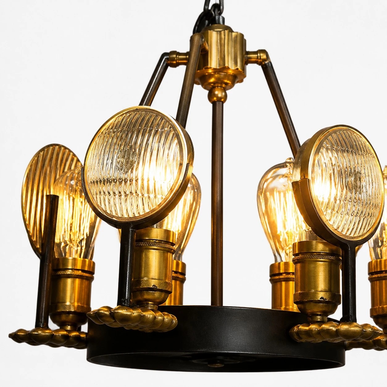 Antique brass chandelier detail