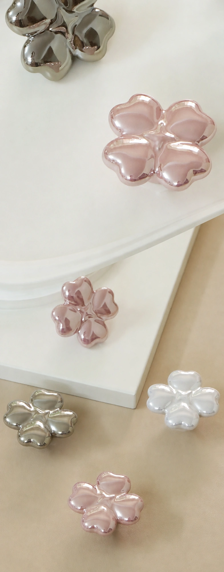 Four-Leaf Clover Pearl Cabinet Knob - image 11