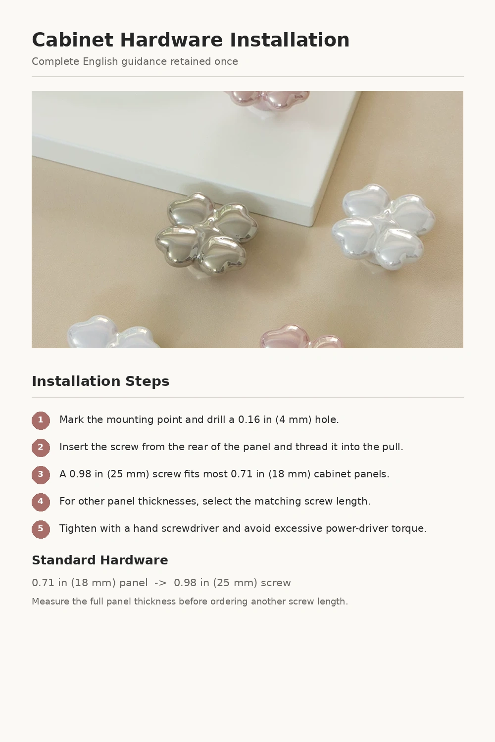 Four-Leaf Clover Pearl Cabinet Knob - image 14