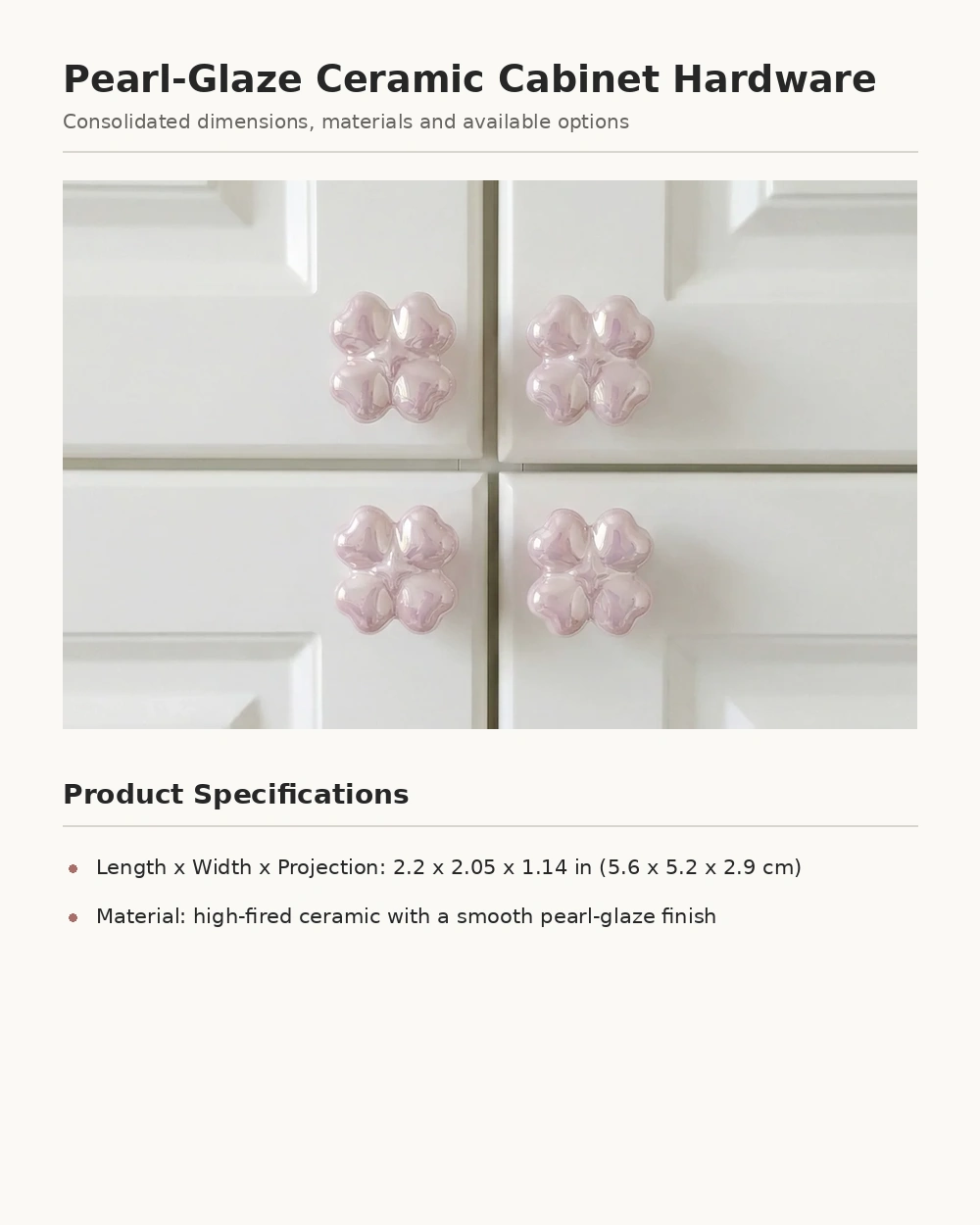 Four-Leaf Clover Pearl Cabinet Knob - image 11