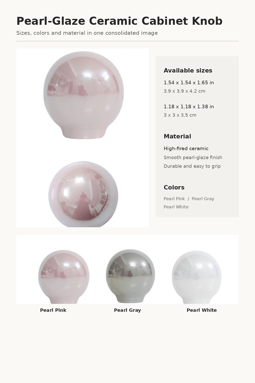 Pearl-Glaze Round Cabinet Knob - image 13