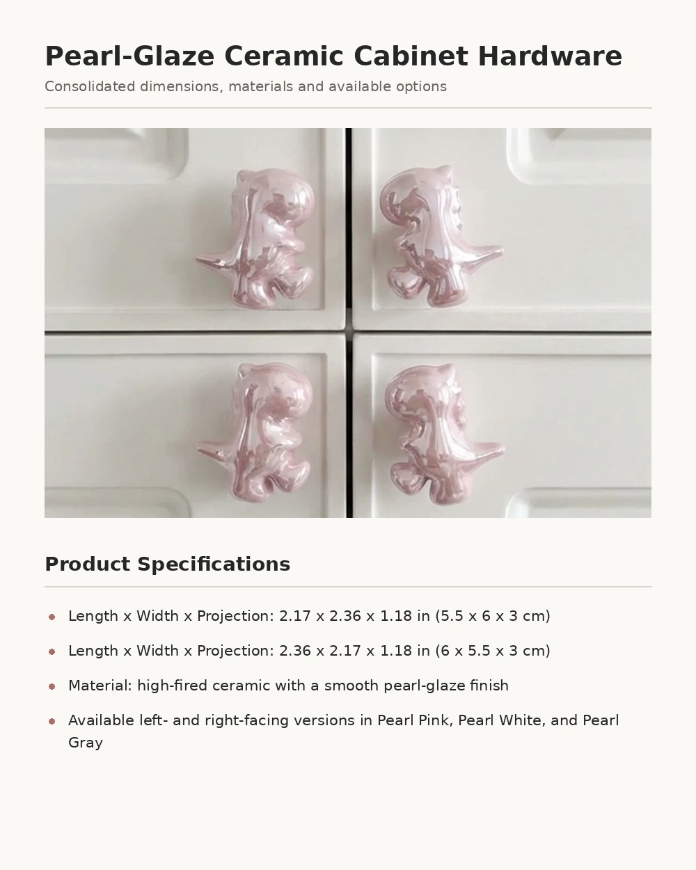 Dinosaur Pearl Cabinet Knob - image 13